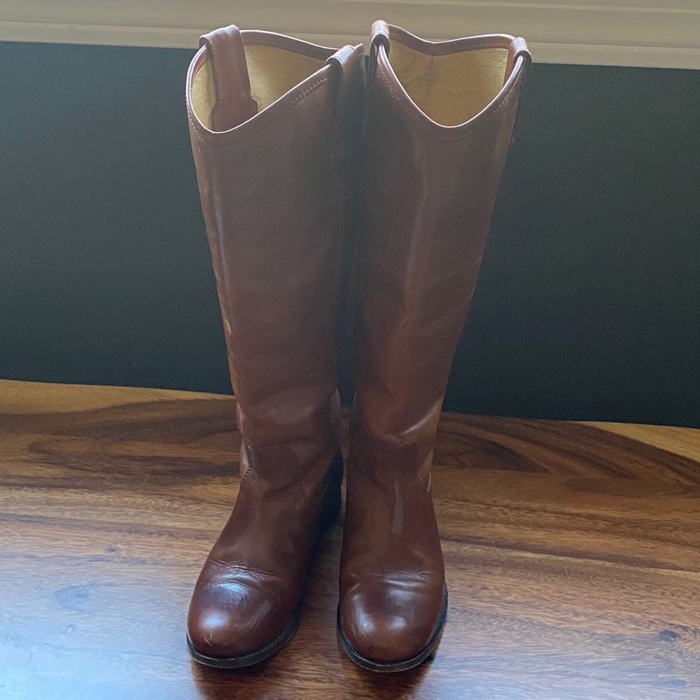 Frye Melissa Button boot cognac height 16”